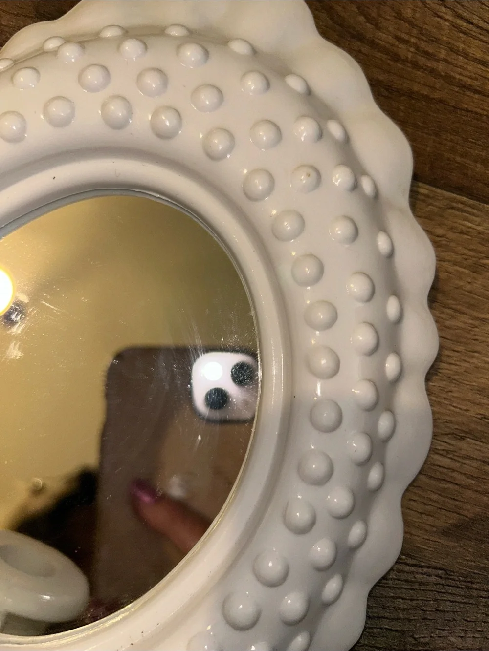 Vintage 80 s Burwood White Hobnails Decorative Wall Sconce Mirrors - Pair
